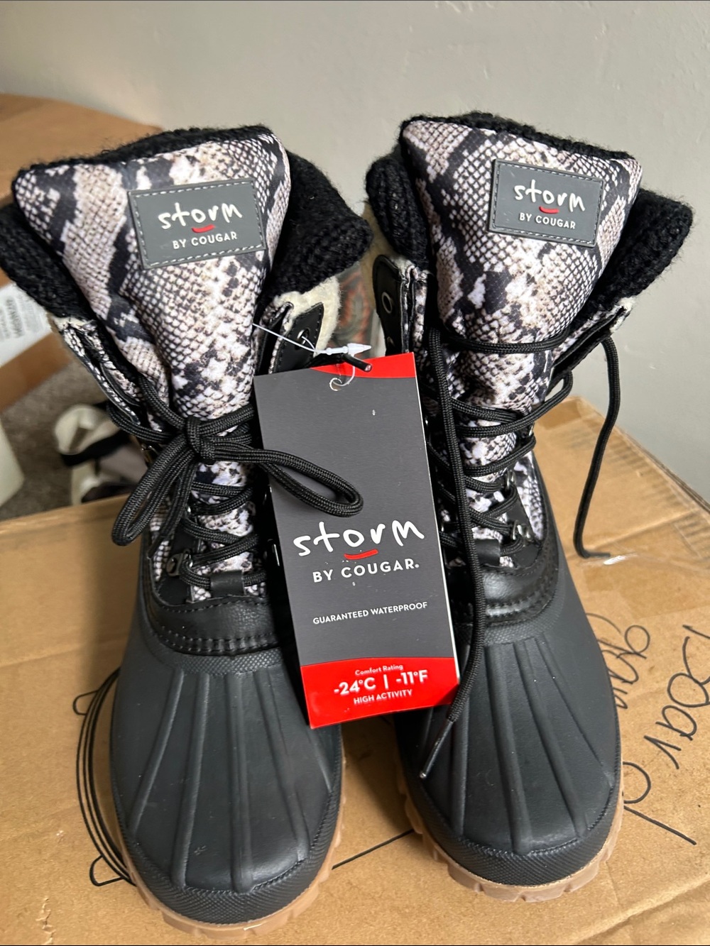 Cougar Storm Black & Tan Waterproof Winter Rain Boots